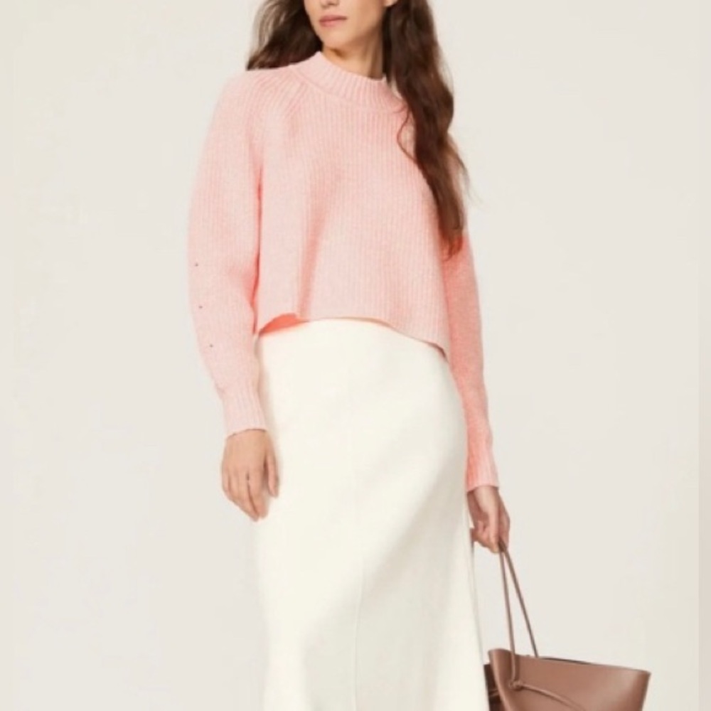 S35. Club Monaco Pink Ribbed A-Line Sweater Small